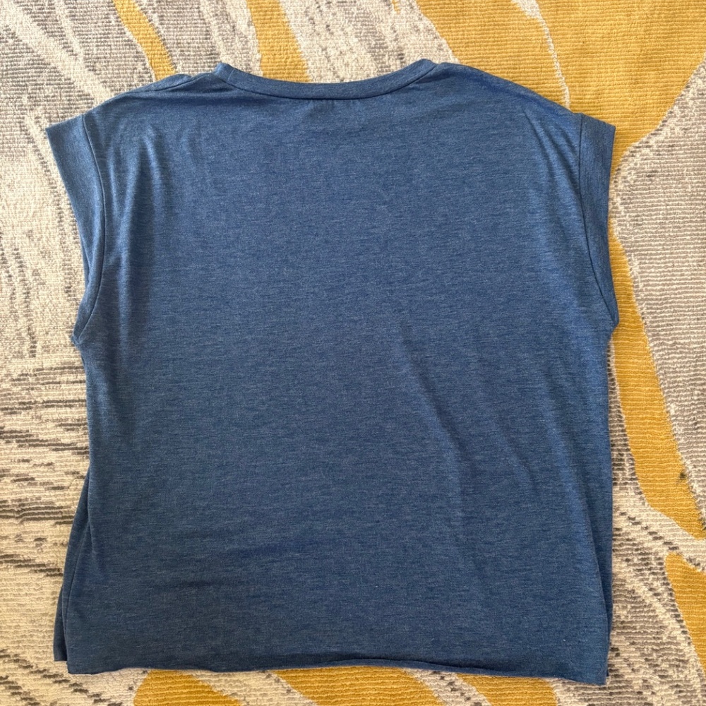 Blue Cropped Crew Neck Muscle Shirt- Rouge! - Picture 3 of 3